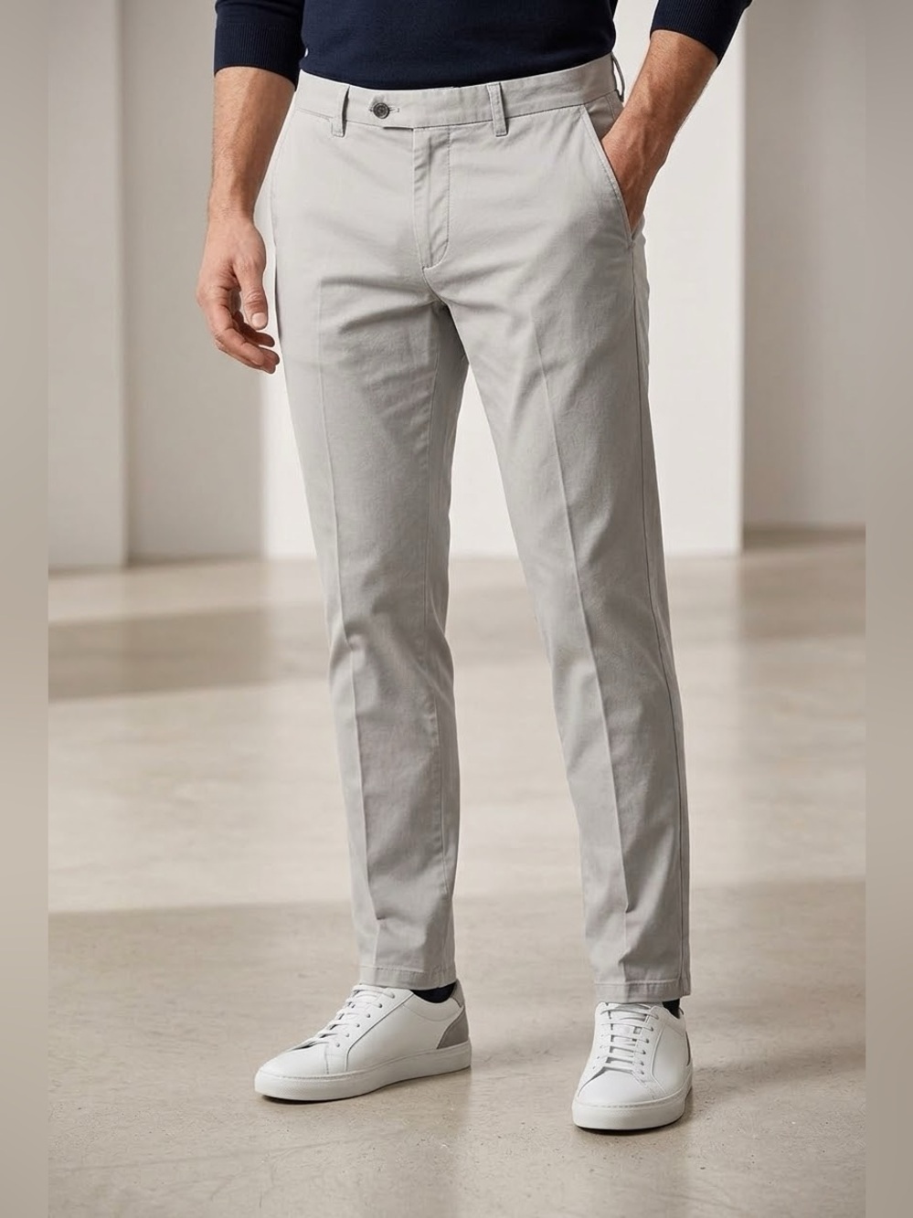 Brax Evans BX MT-WA Men’s Chino Pants 33x32 Gray Stretch Cotton Blend